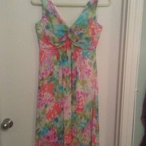 Sheer forial tank dress v-neck